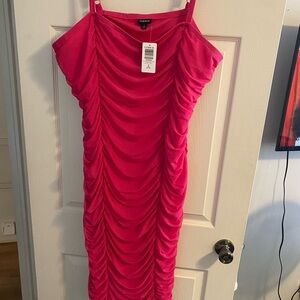 Torrid midi mesh shirred bodycon dress